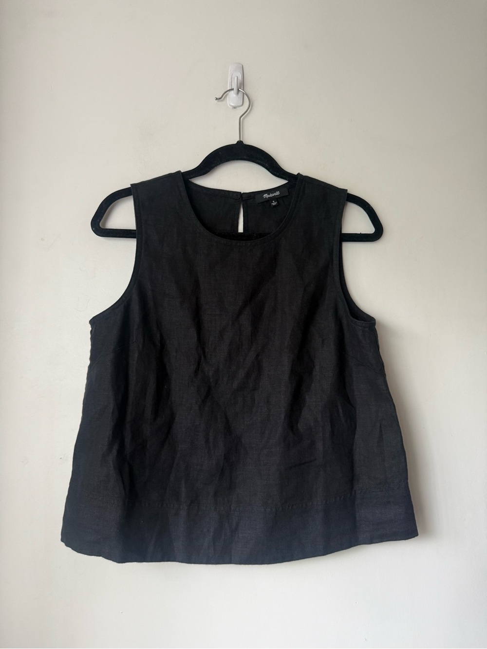 Madewell Shell Top in 100% Linen in Jet Black M - Picture 7 of 10